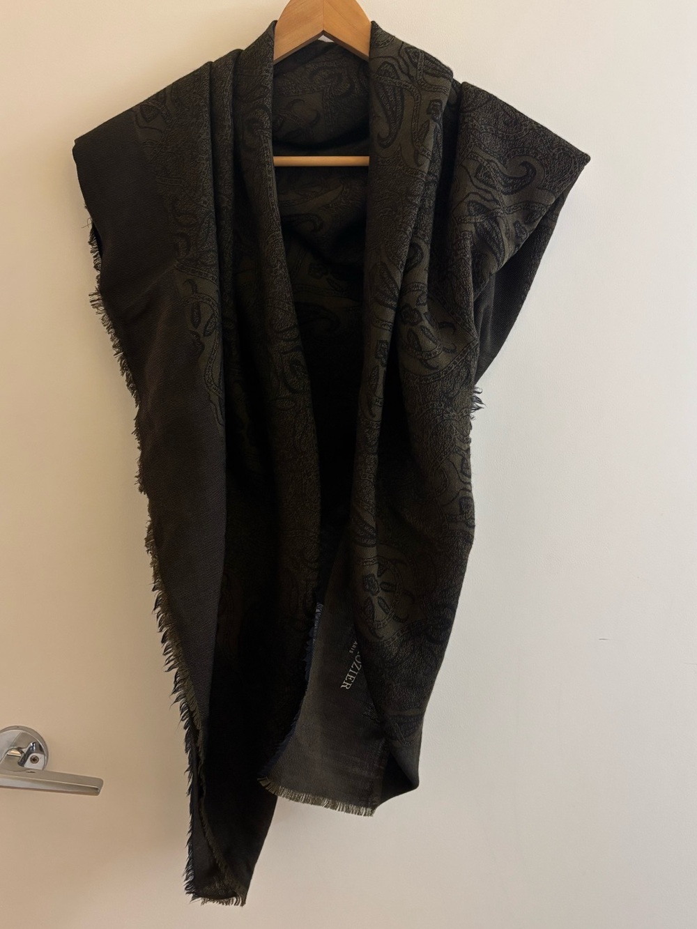 Vintage Marc Rozier Paris Tonal Paisley Oversized Scarf Shawl